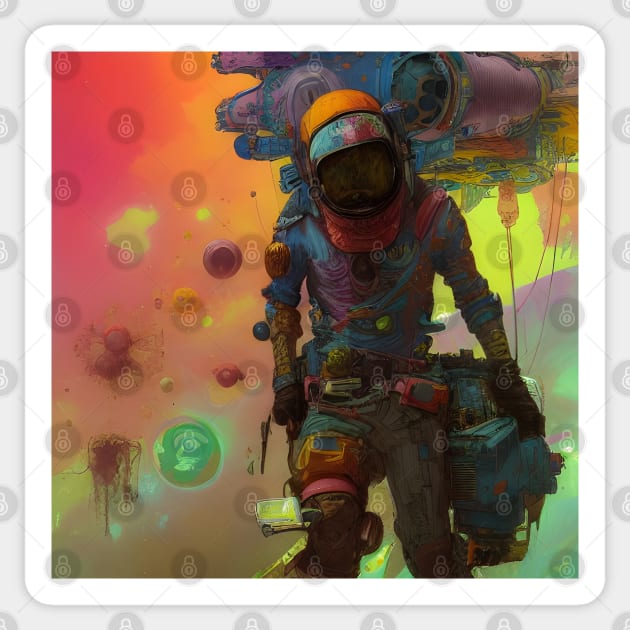 Astronaut in Rainbow Colours Sticker by LyndiiLoubie